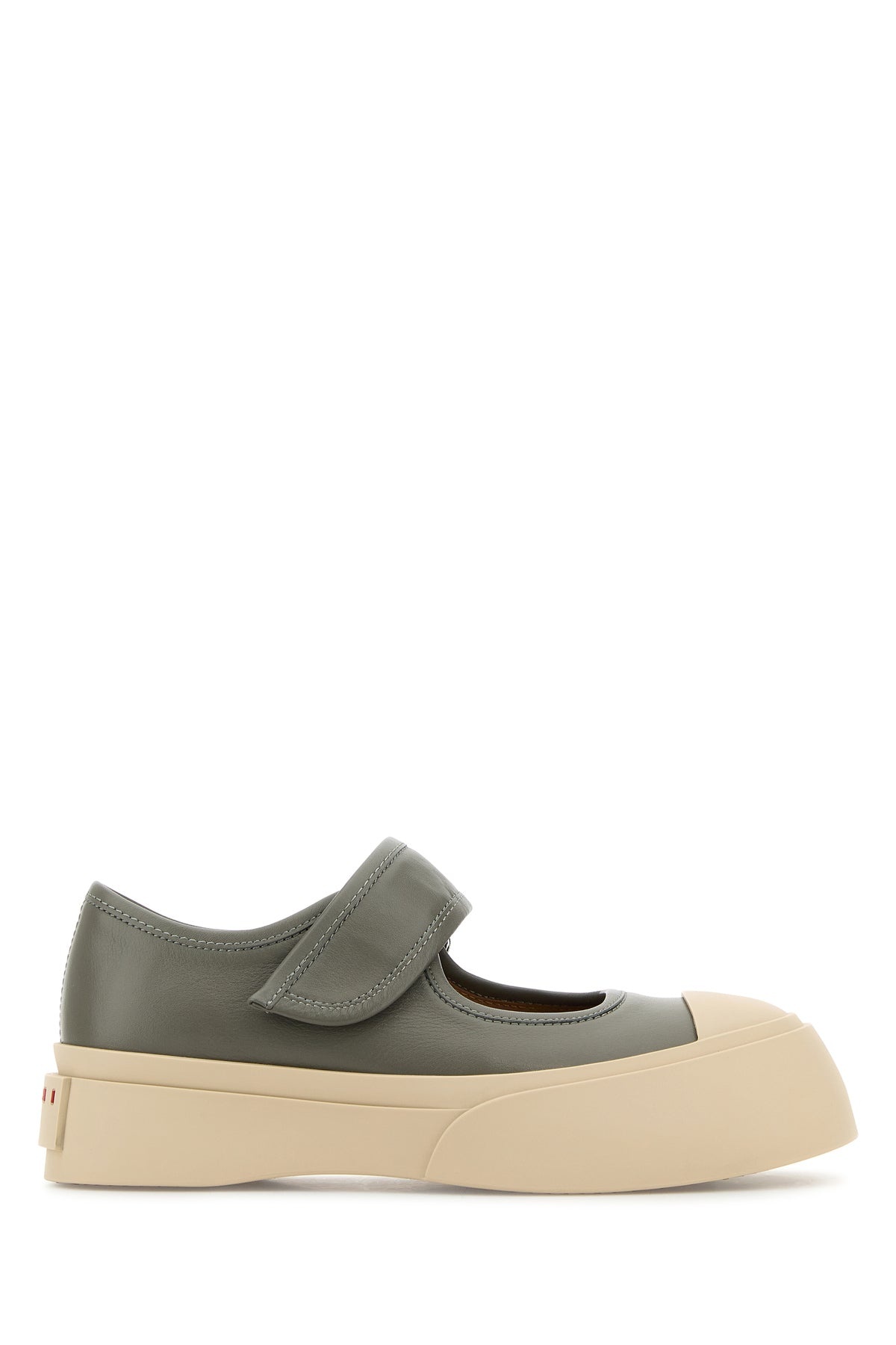 Grey leather Mary Jane sneakers - 1