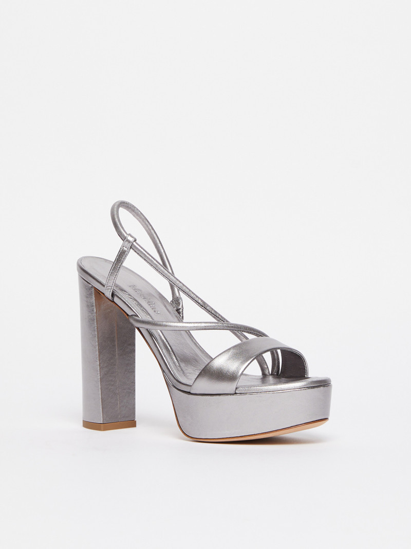 Max Mara SILVERSTARK Laminated leather platform sandals outlook