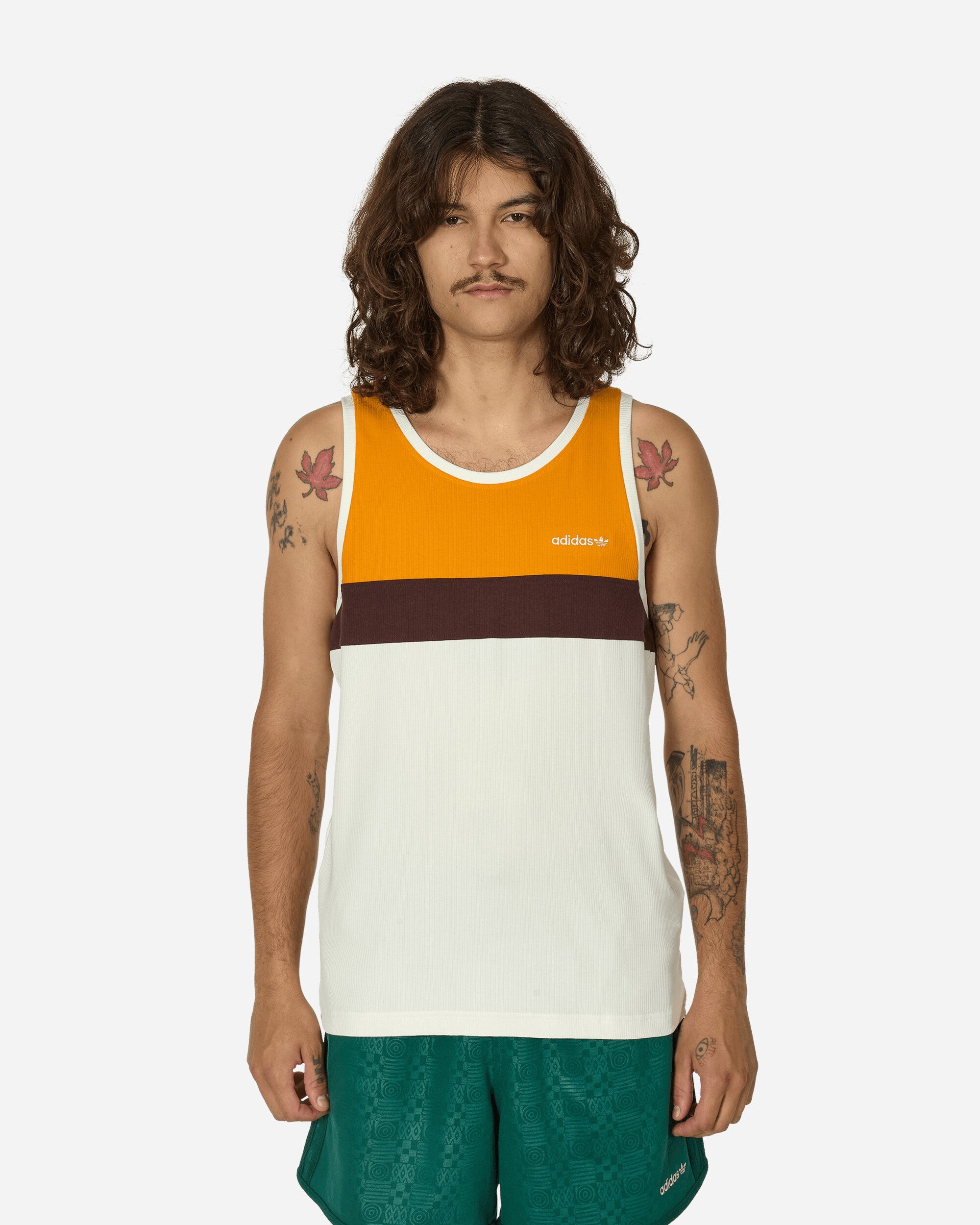 80s Rib Tank Top Off White / Orange / Brown - 1