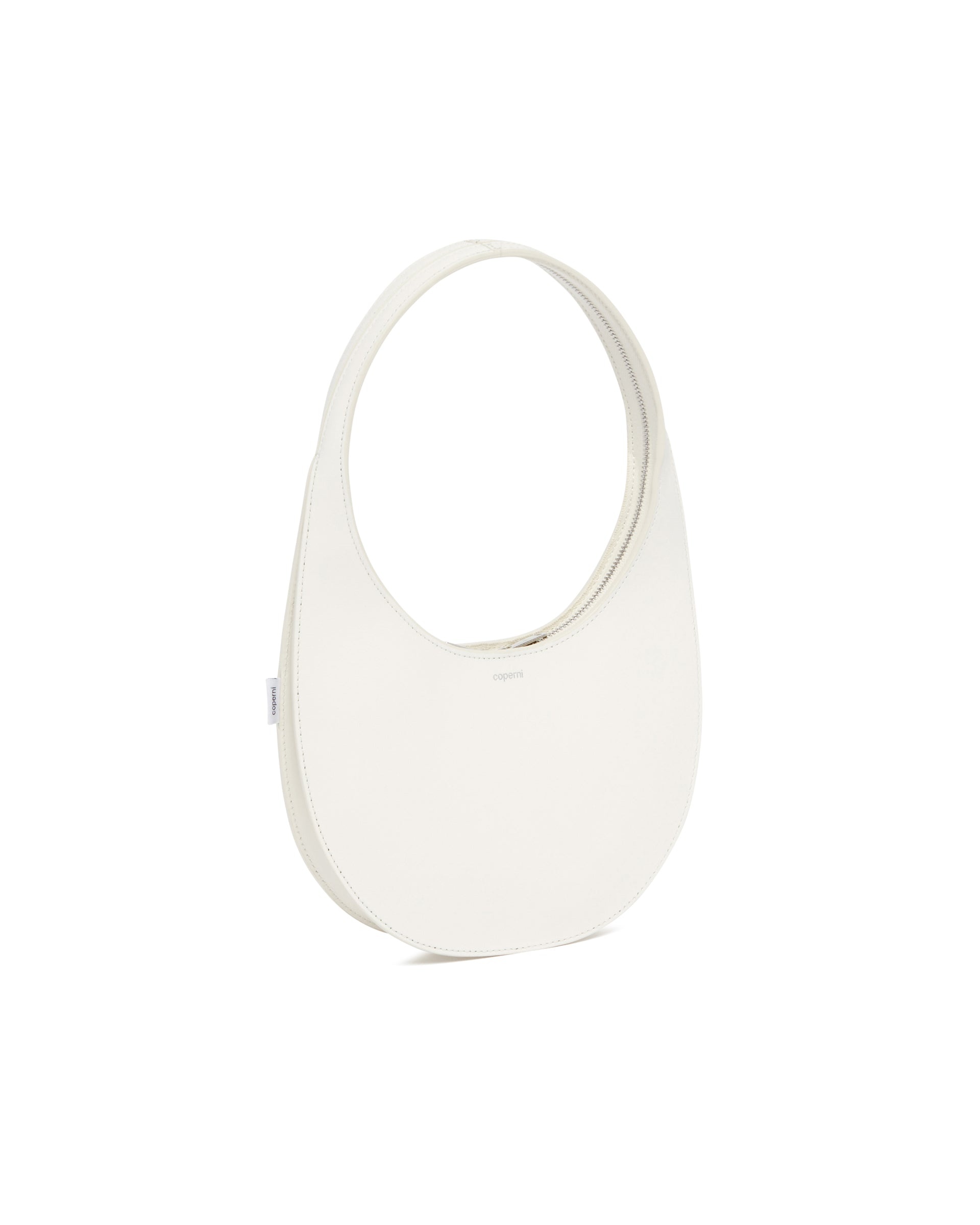 White Leather Double Swipe Bag - 6
