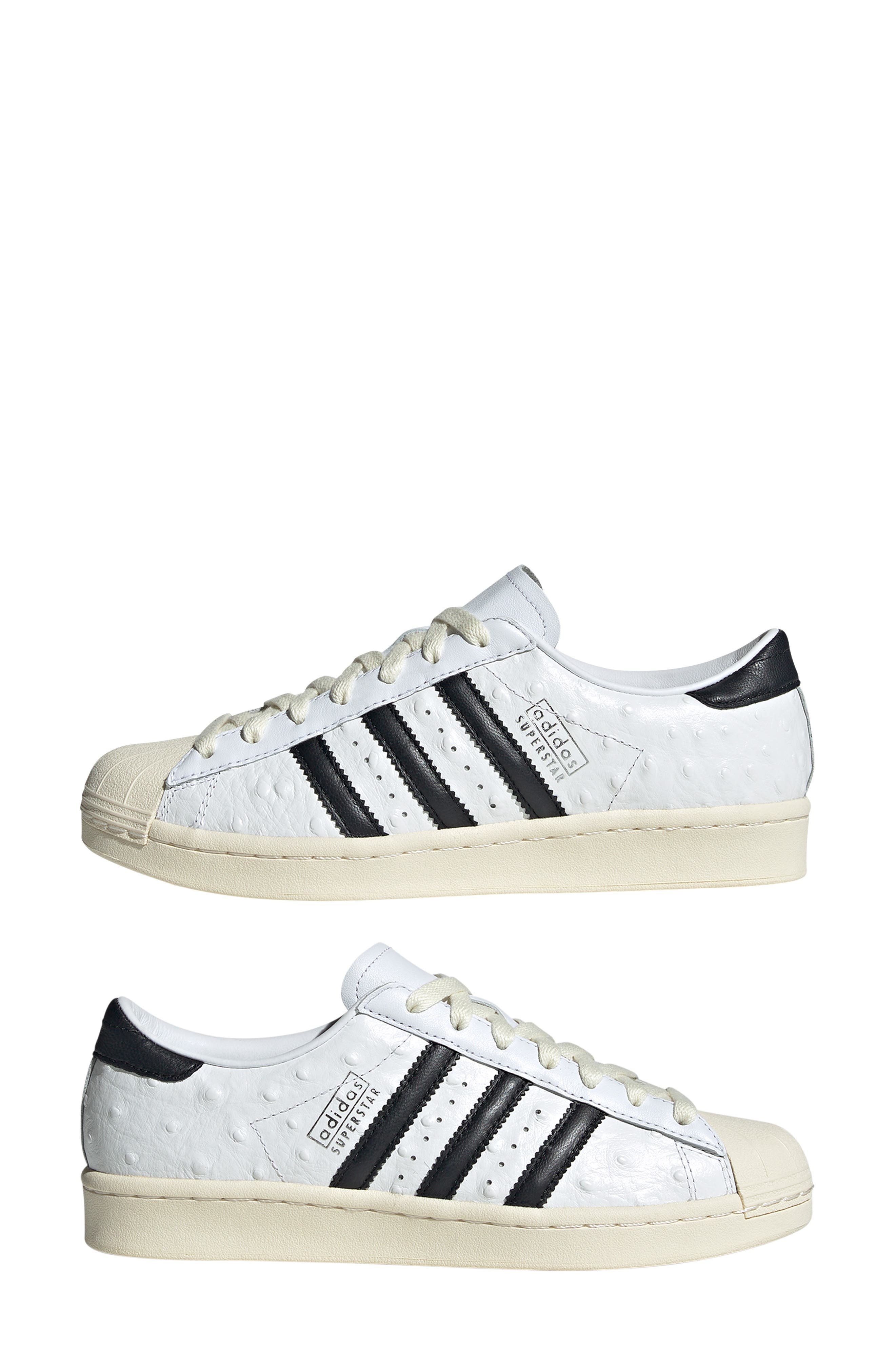 adidas Superstar Embossed Sneaker in White/Black/Cream White at Nordstrom - 8