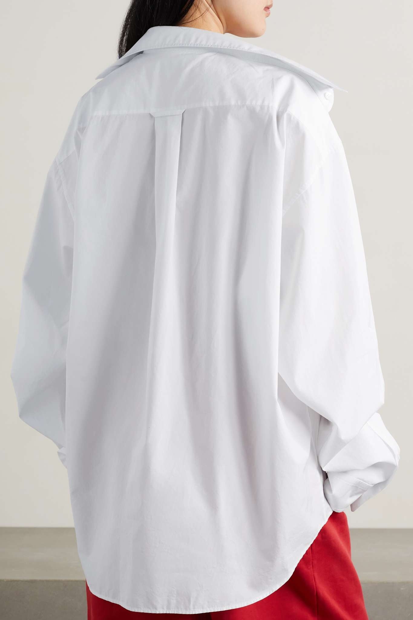 Oversized asymmetric cotton-poplin shirt - 3