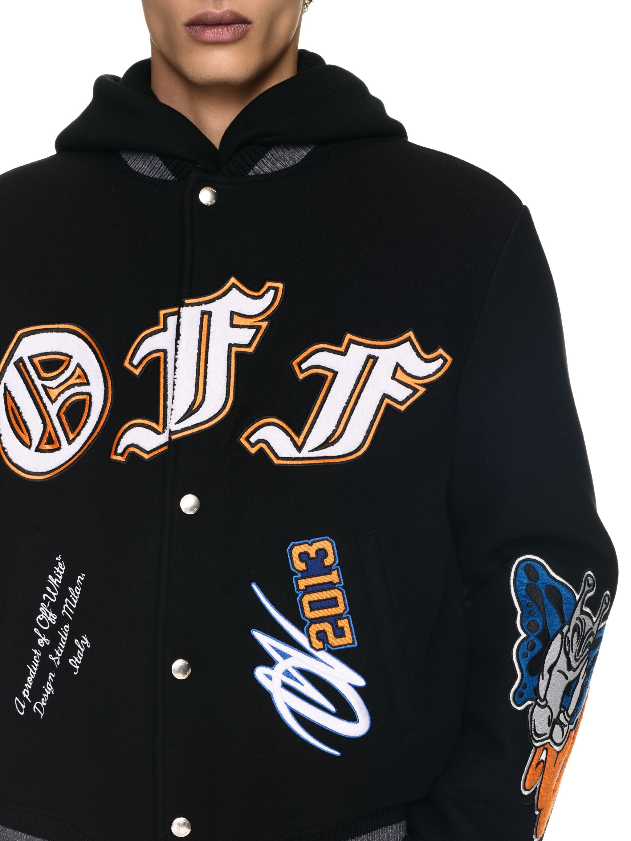 Black Gang Wool Varsity Bomber - 5