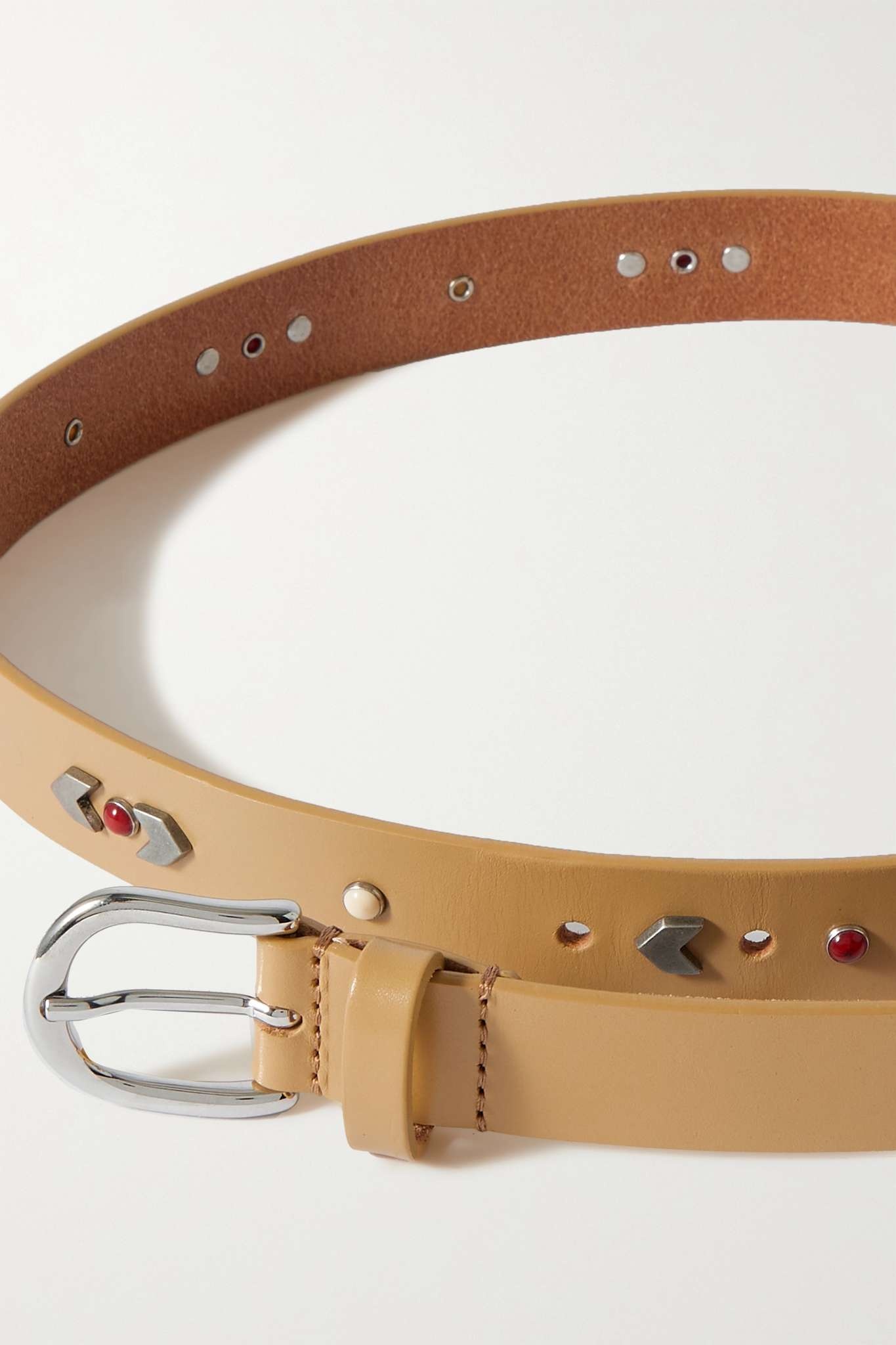 Zap embellished leather belt - 3