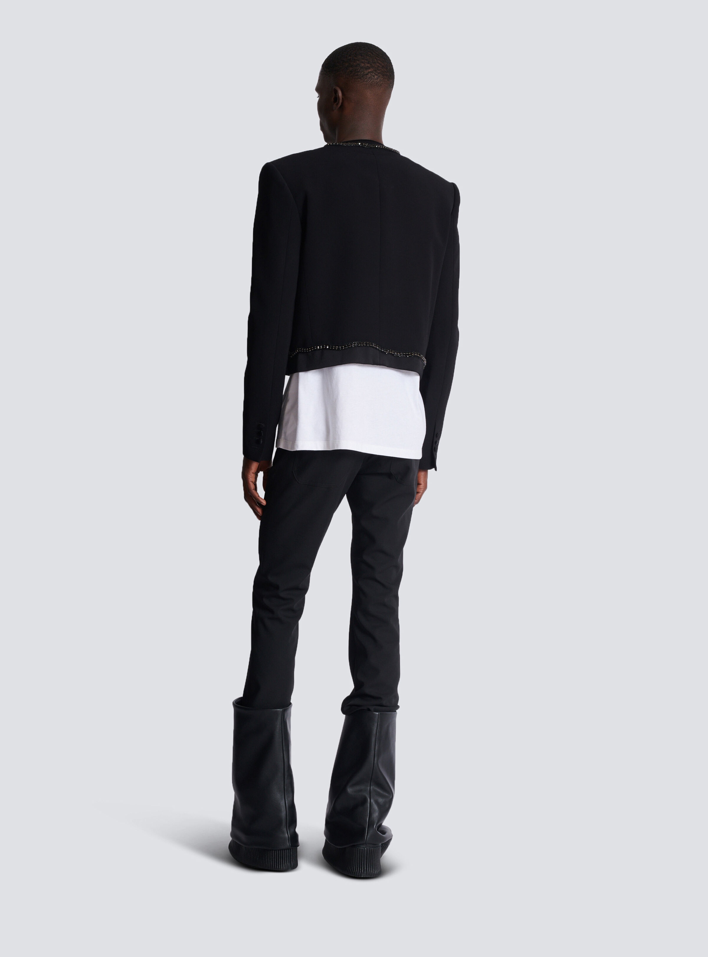 Cropped crepe jacket with "Love Letter" embroidery - 4