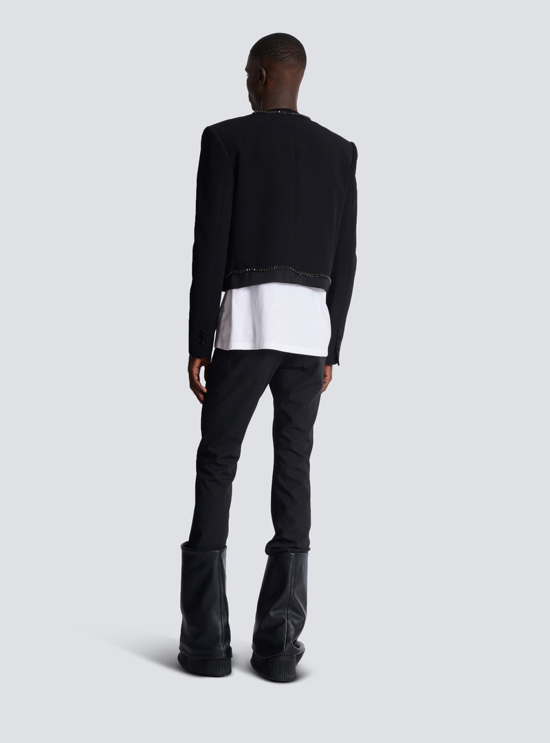 Cropped crepe jacket with "Love Letter" embroidery 4