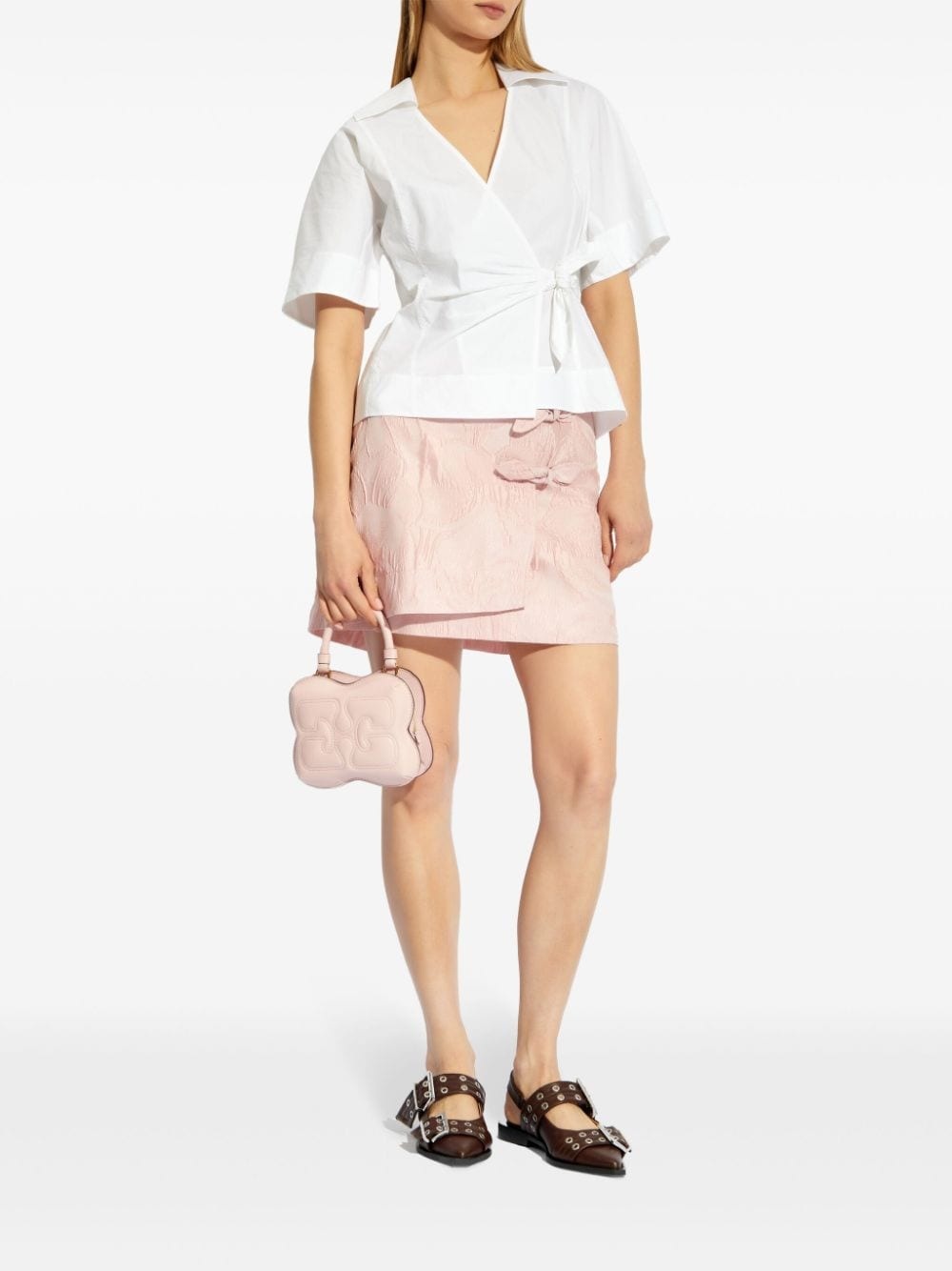 bow-detailing cloquÃ© skort - 2