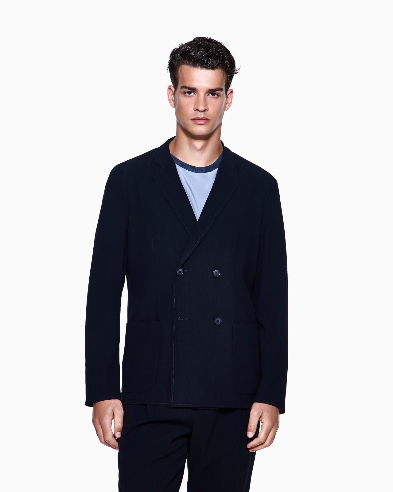 DOUBLE-BREASTED JACKET IN CRÊPE VIRGIN WOOL - 4