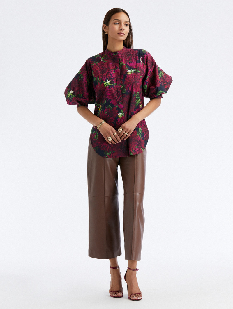 Oscar de la Renta BALLOON SLEEVE DAHLIA COTTON POPLIN BLOUSE outlook