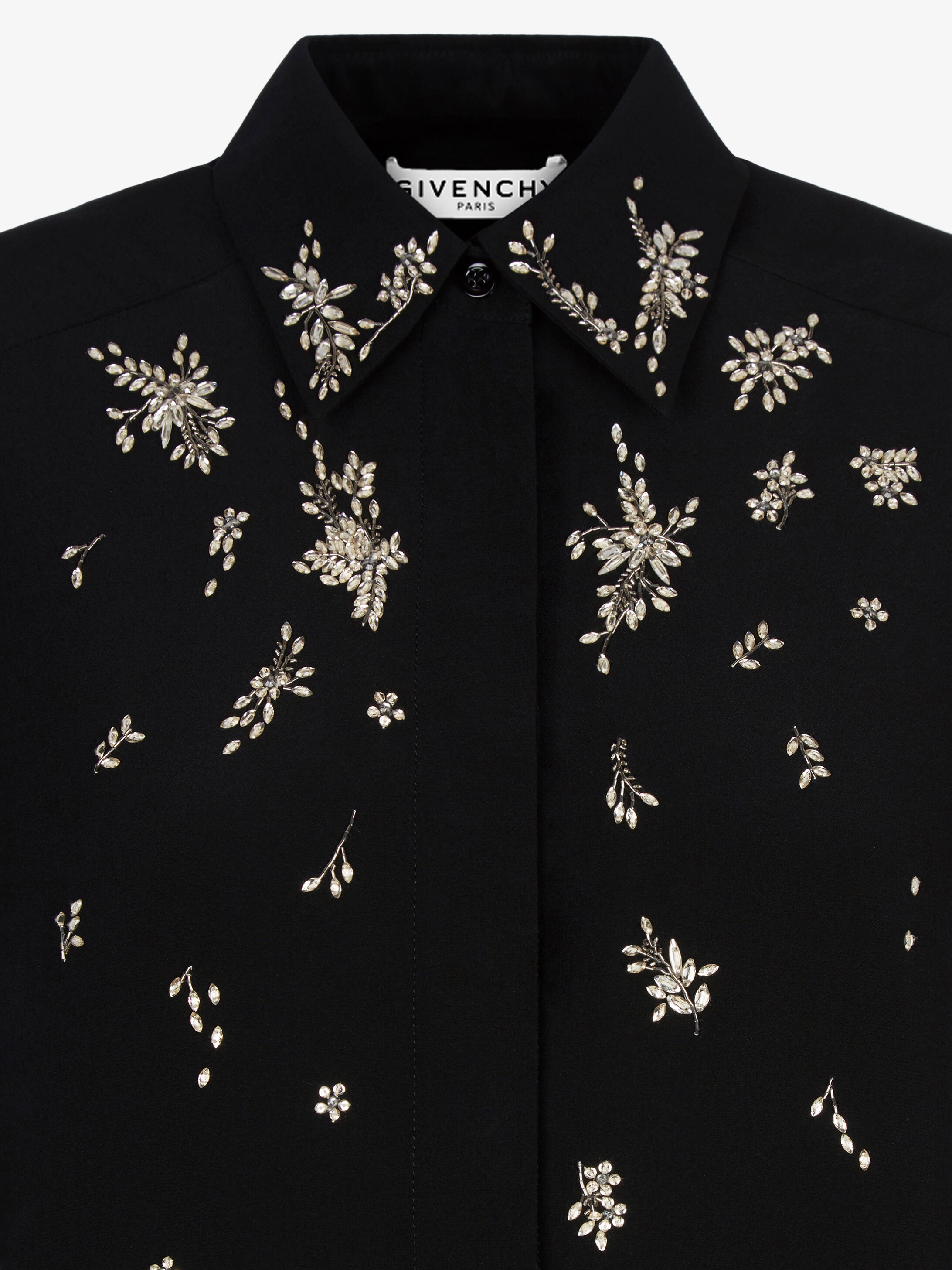 Crystals embroidered shirt in silk - 5