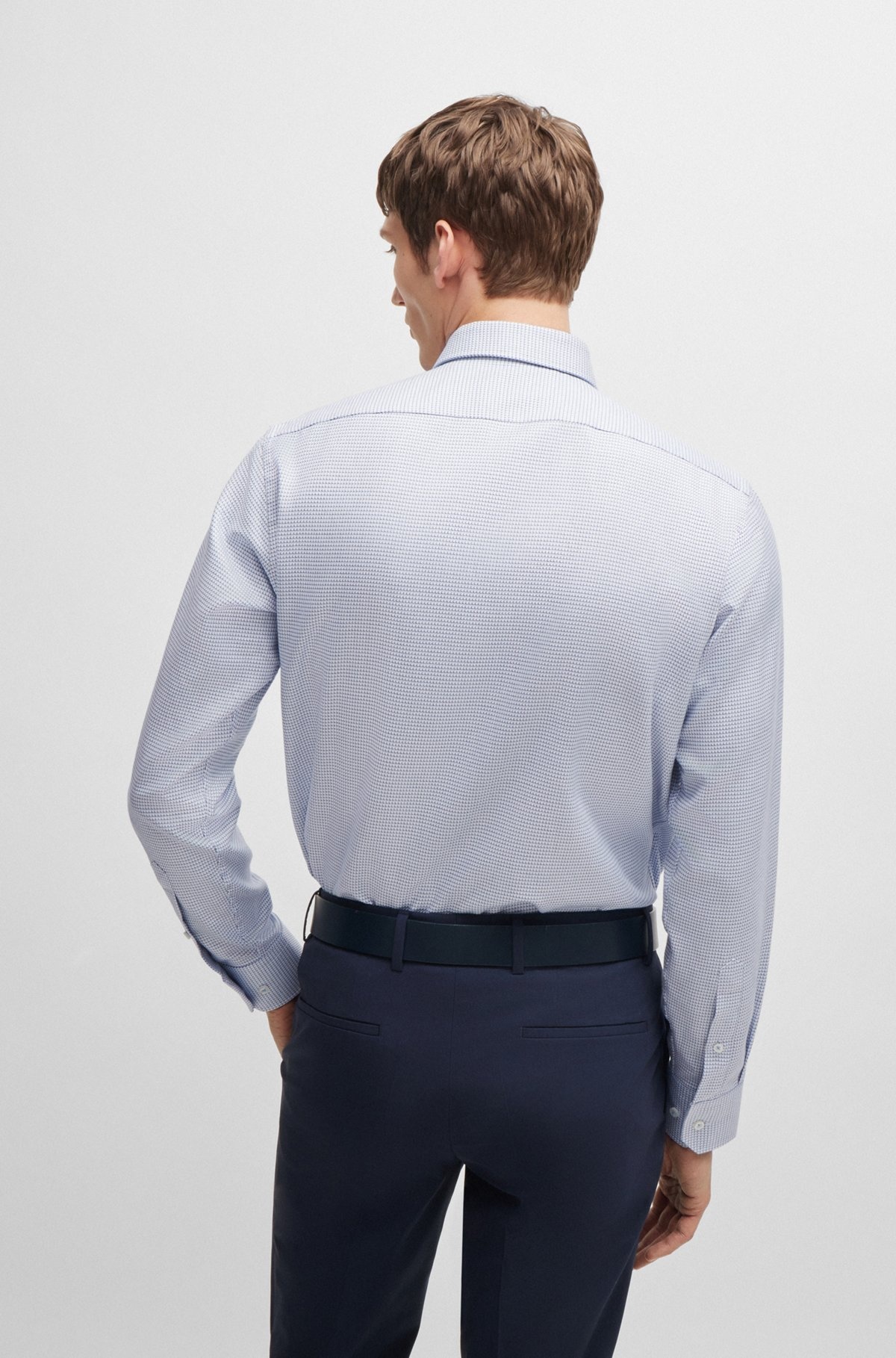 REGULAR-FIT SHIRT IN STRUCTURED COTTON TWILL - 5