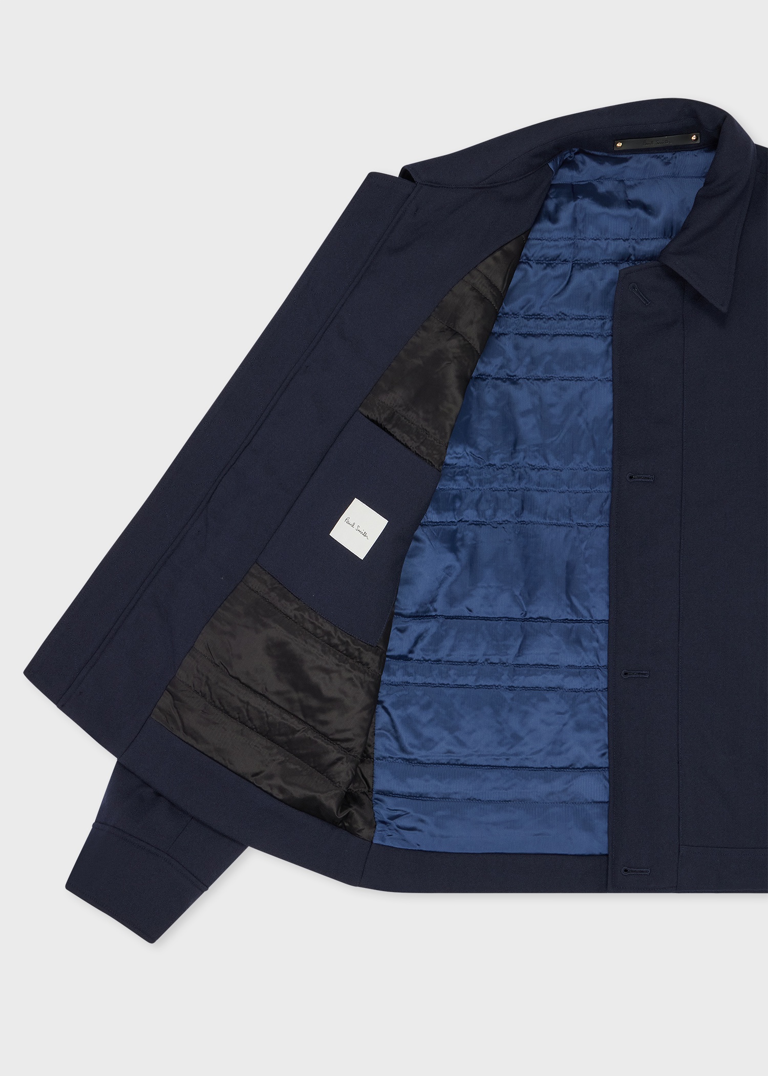 Dark Navy Two-Ply Hopsack Wool Wadded Harrington Jacket - 2
