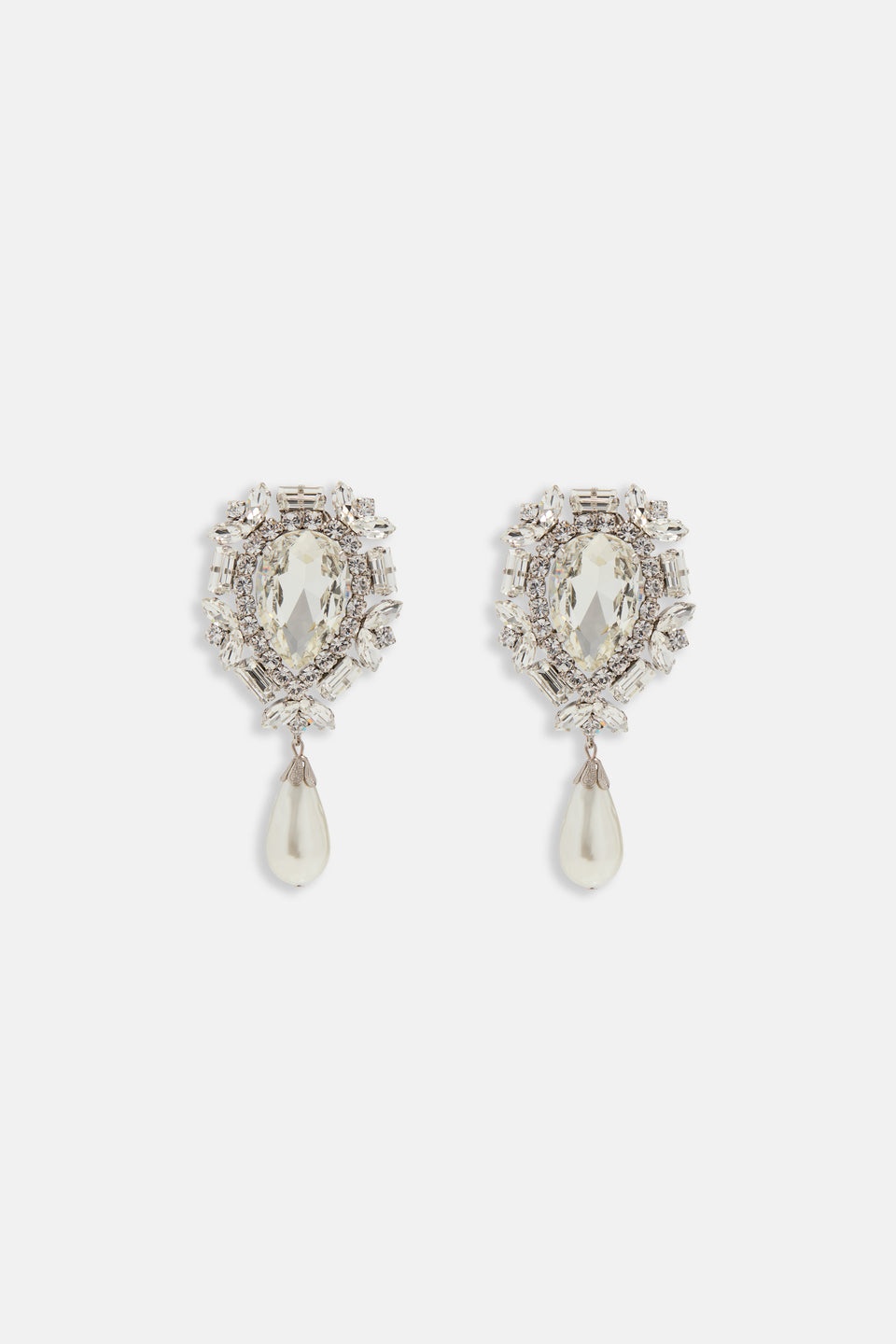 CRYSTAL EARRINGS WITH PEARL PENDANT - 1