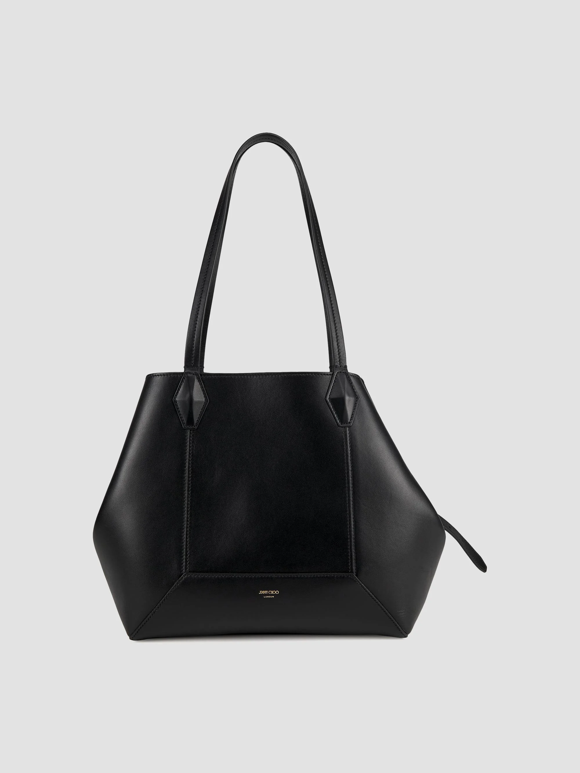 Women's Medium Diamond Leather Tote Bag - Black - 1