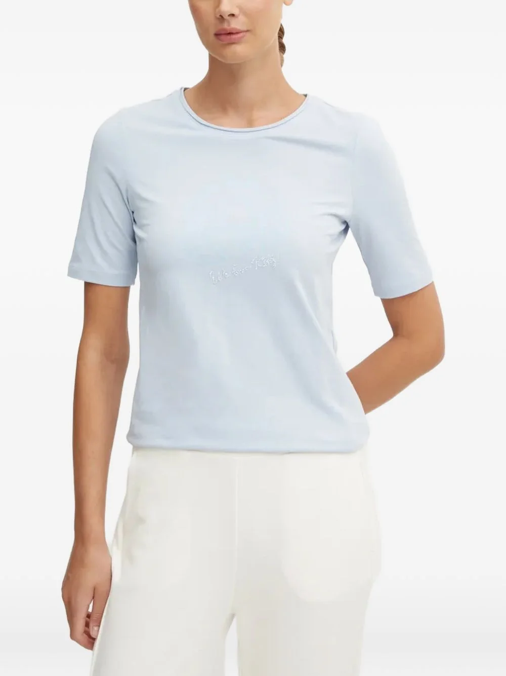 crystal-embellished logo-print T-shirt - 1