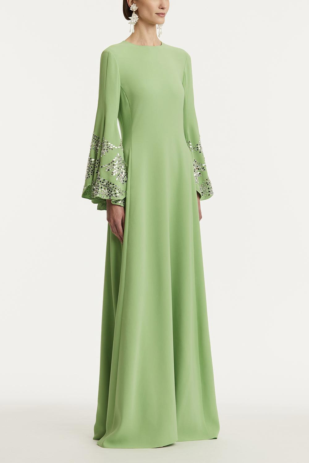 Long Sleeve Crystal Embroidered Caftan - 3