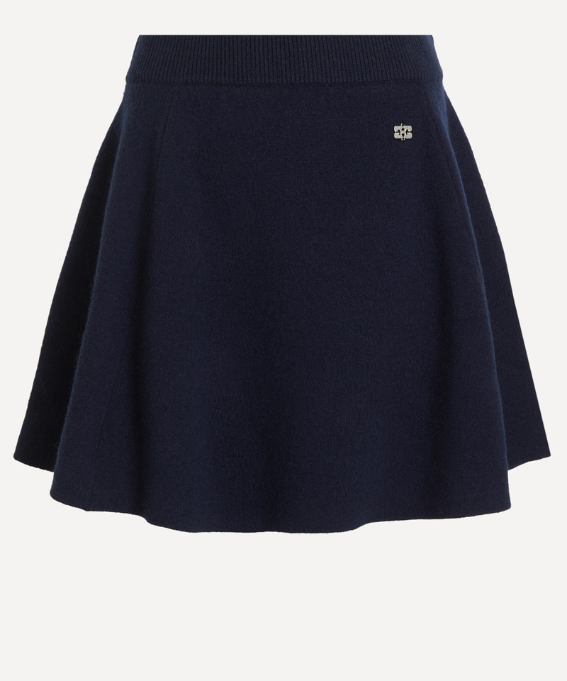 Navy Wool-Cashmere Mini Skirt 1