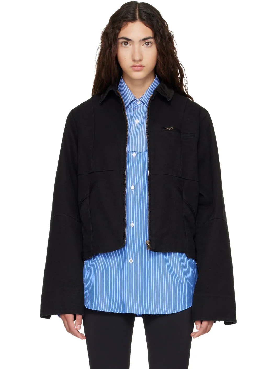 Black Cut-Up Workwear Jacket - 1