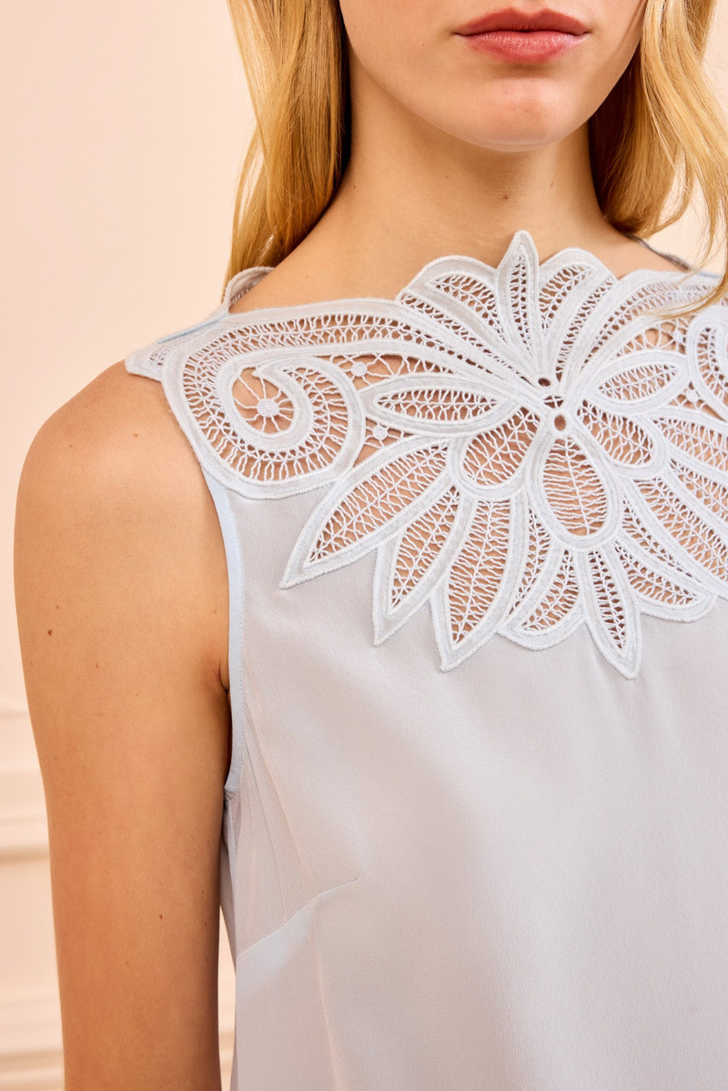 ULLA JOHNSON Rea SL Lace Applique Top outlook