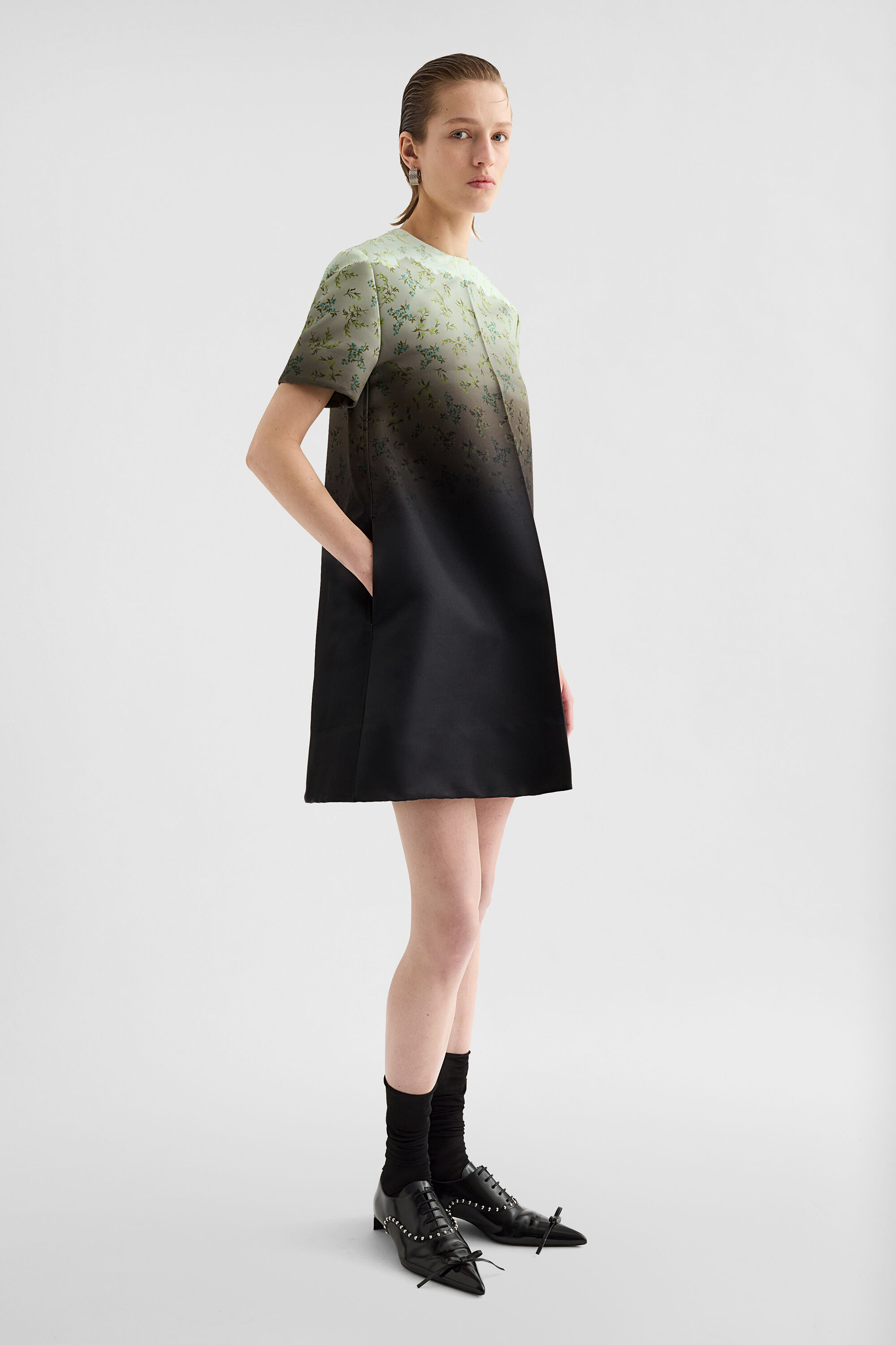 Silk Printed Mini Dress - 5