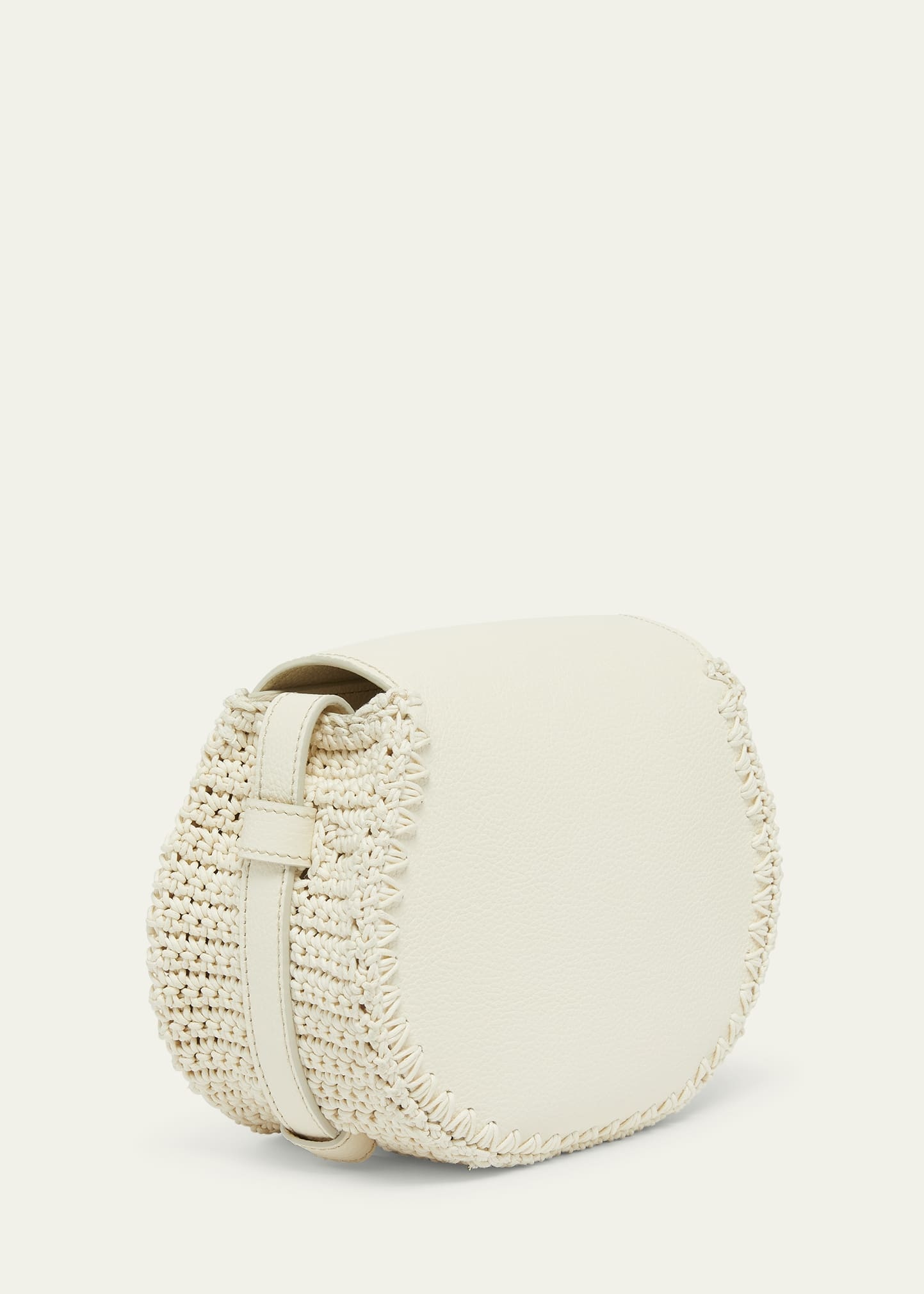 Marcie Flap Saddle Crossbody Bag in Crochet Fabric and Leather - 3
