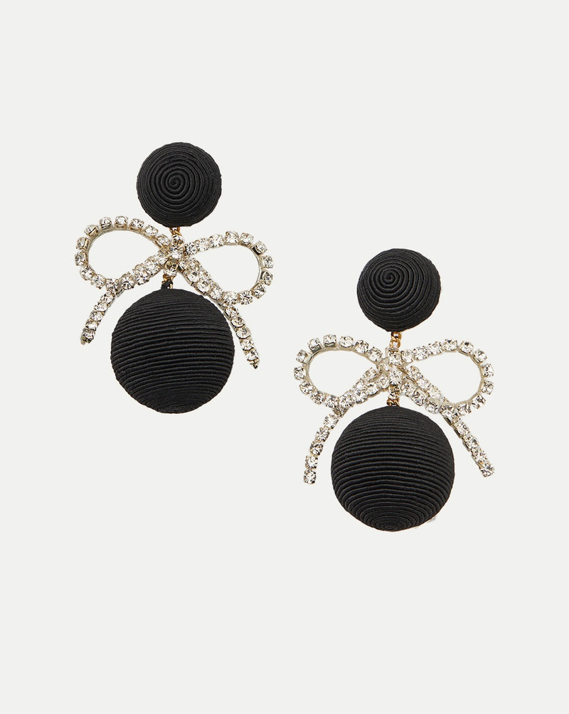 CRYSTAL BOW DROP EARRINGS | CLIP BACKING 1