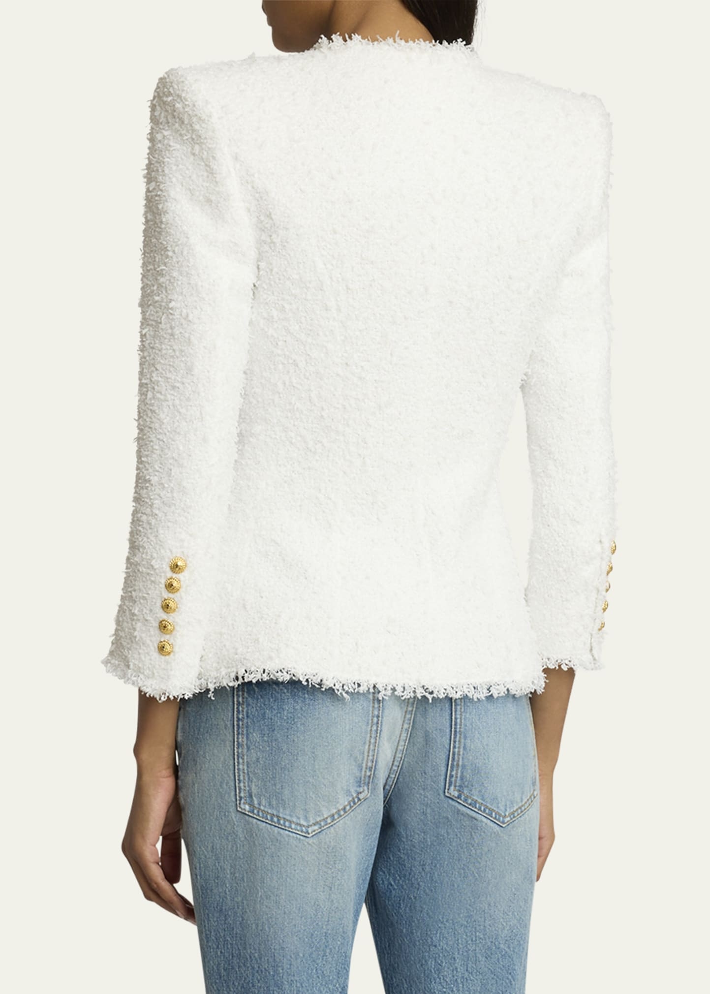Collarless Tweed Jacket - 3