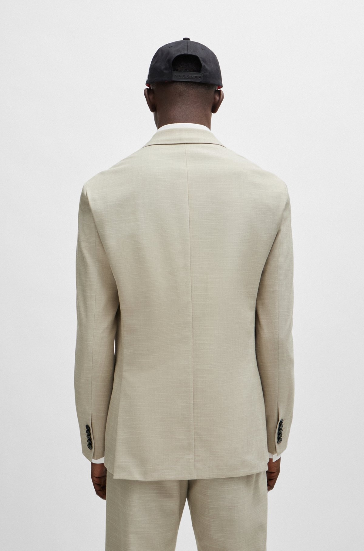 REGULAR-FIT SUIT IN PATTERNED LINEN-LOOK CLOTH - 4