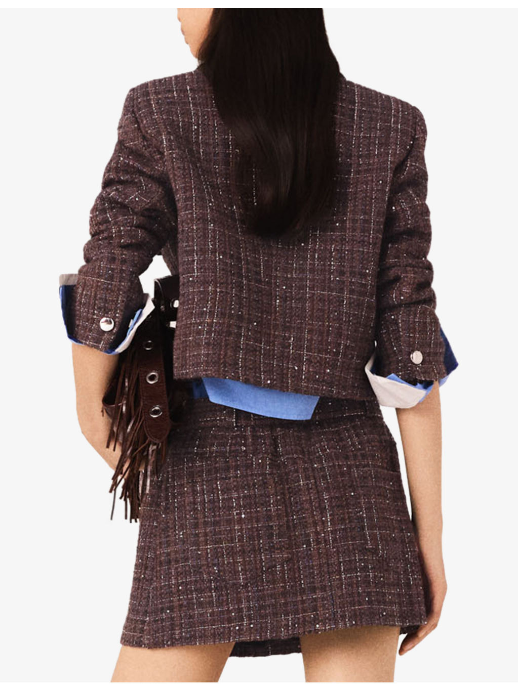Cropped Chest-Pocket Tweed Jacket - 5