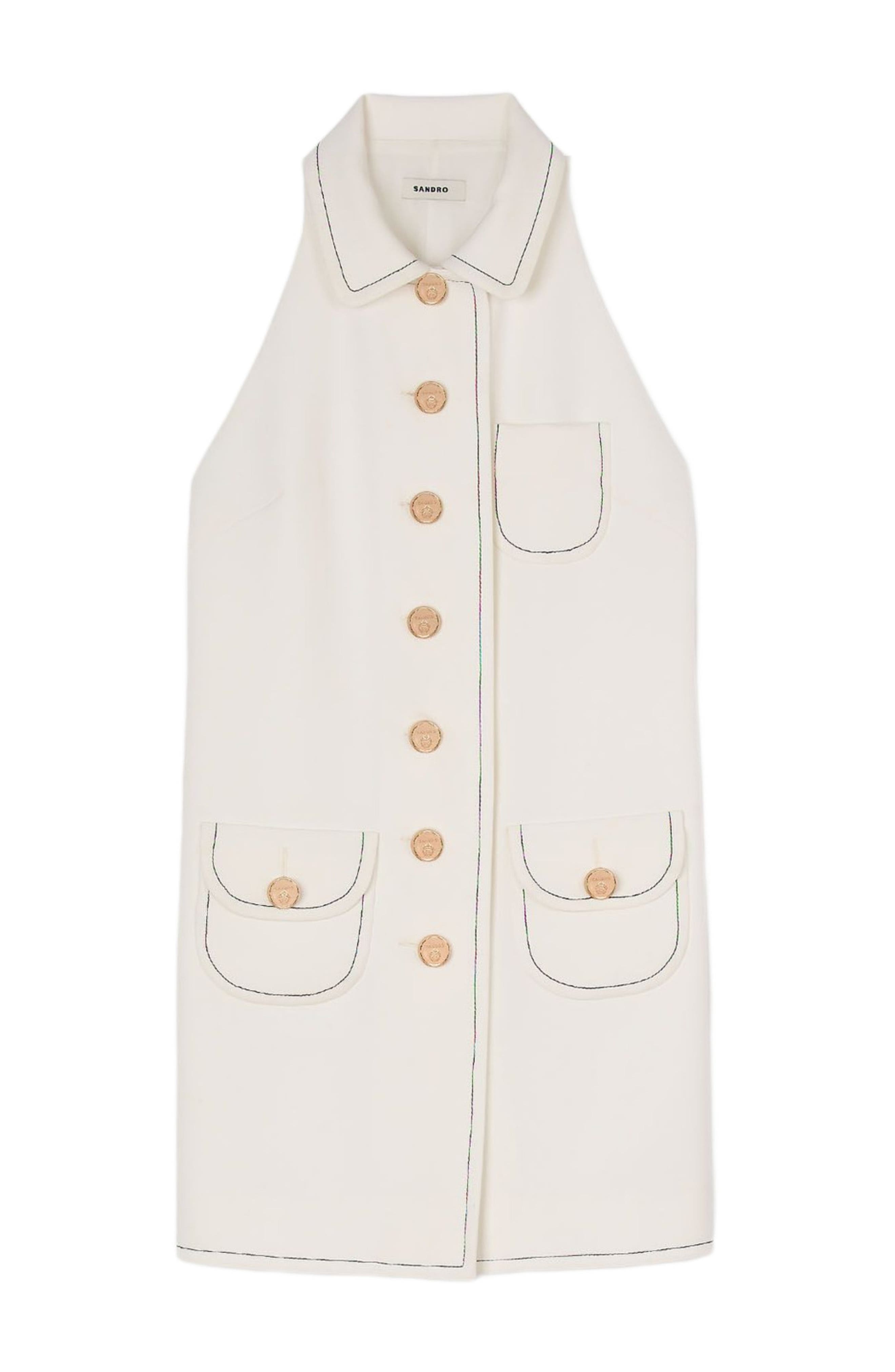 SANDRO Peter Pan collar short dress in Ecru at Nordstrom - 5