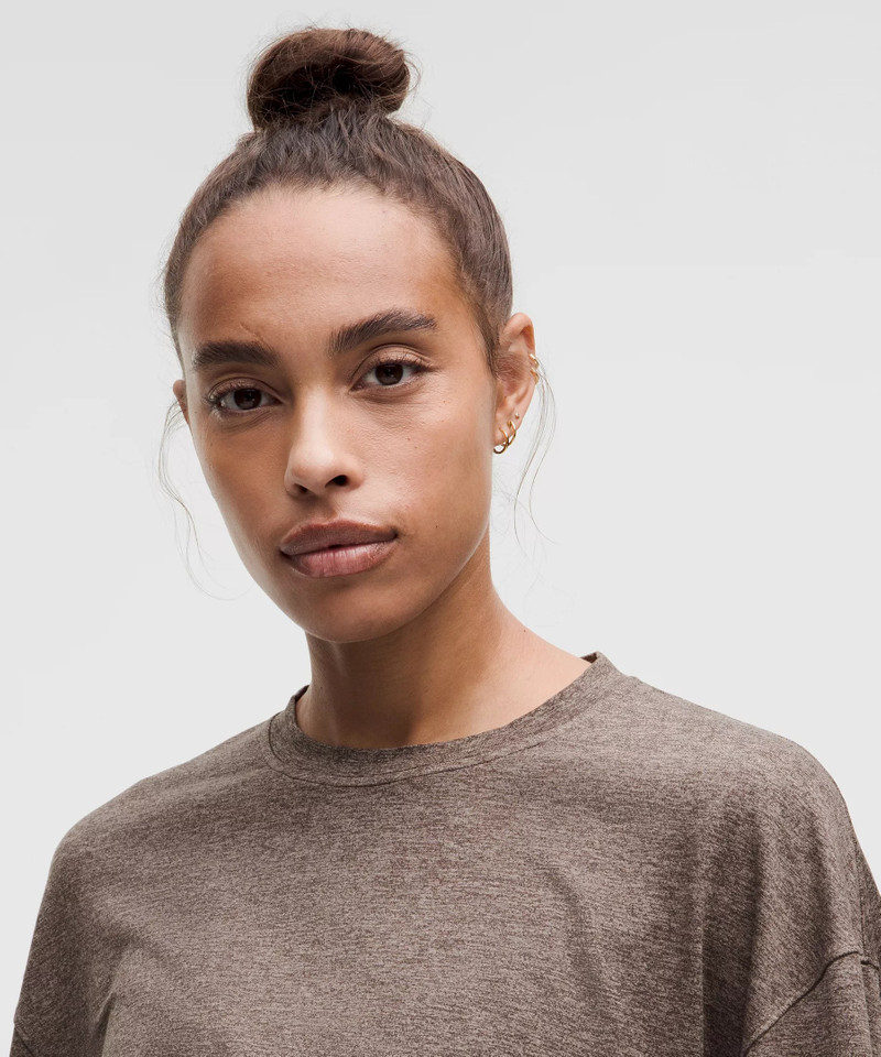 Soft Jersey Relaxed Cinchable Crewneck Long-Sleeve Shirt 4