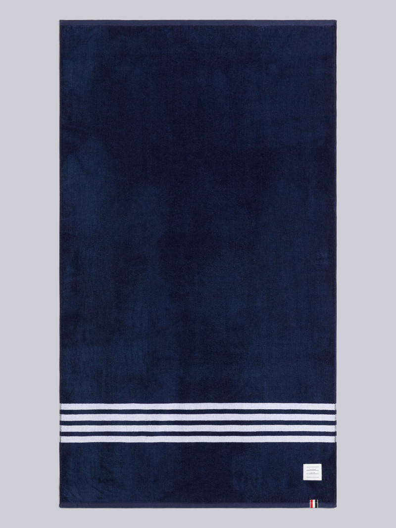 Navy Tricotton Terry 4-Bar Large Gym Towel 4