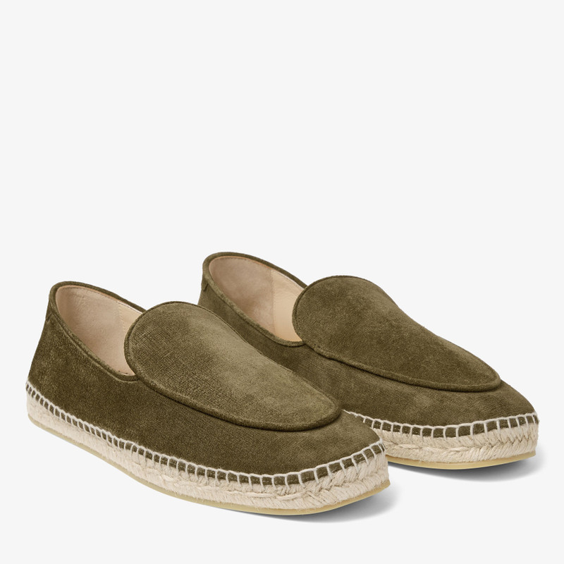 Vine Lace Up Moss Green Etched Velvet Suede Espadrilles 2