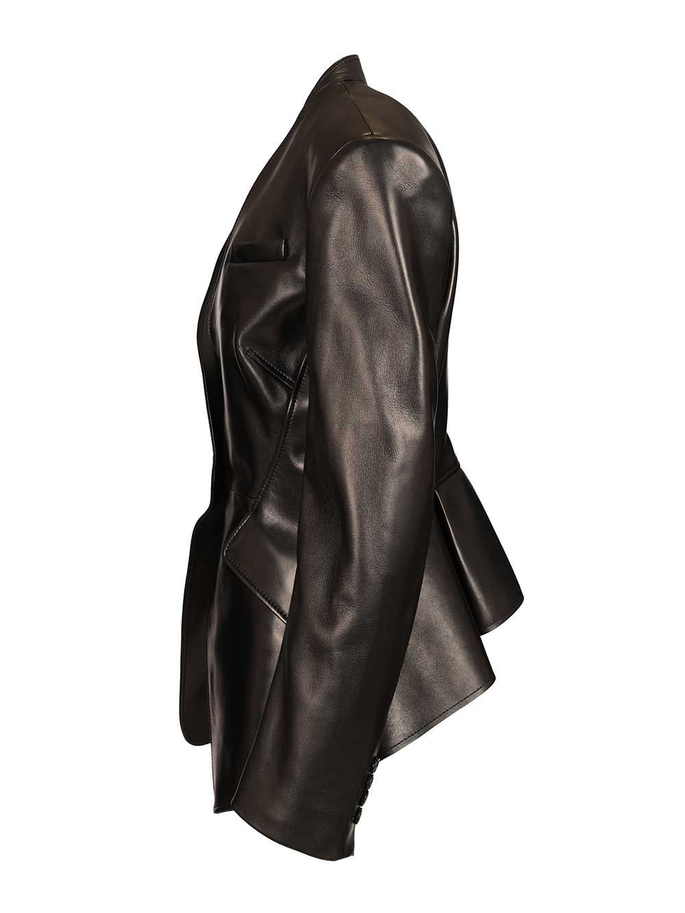 Tailored Leather Jacket Jackets Black - 4