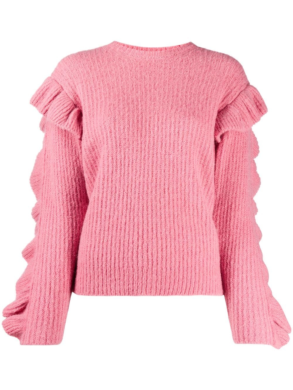 ruffled sleeves crew neck jumper - 1