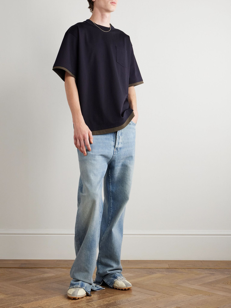 sacai Layered Cotton-Jersey T-Shirt Navy outlook