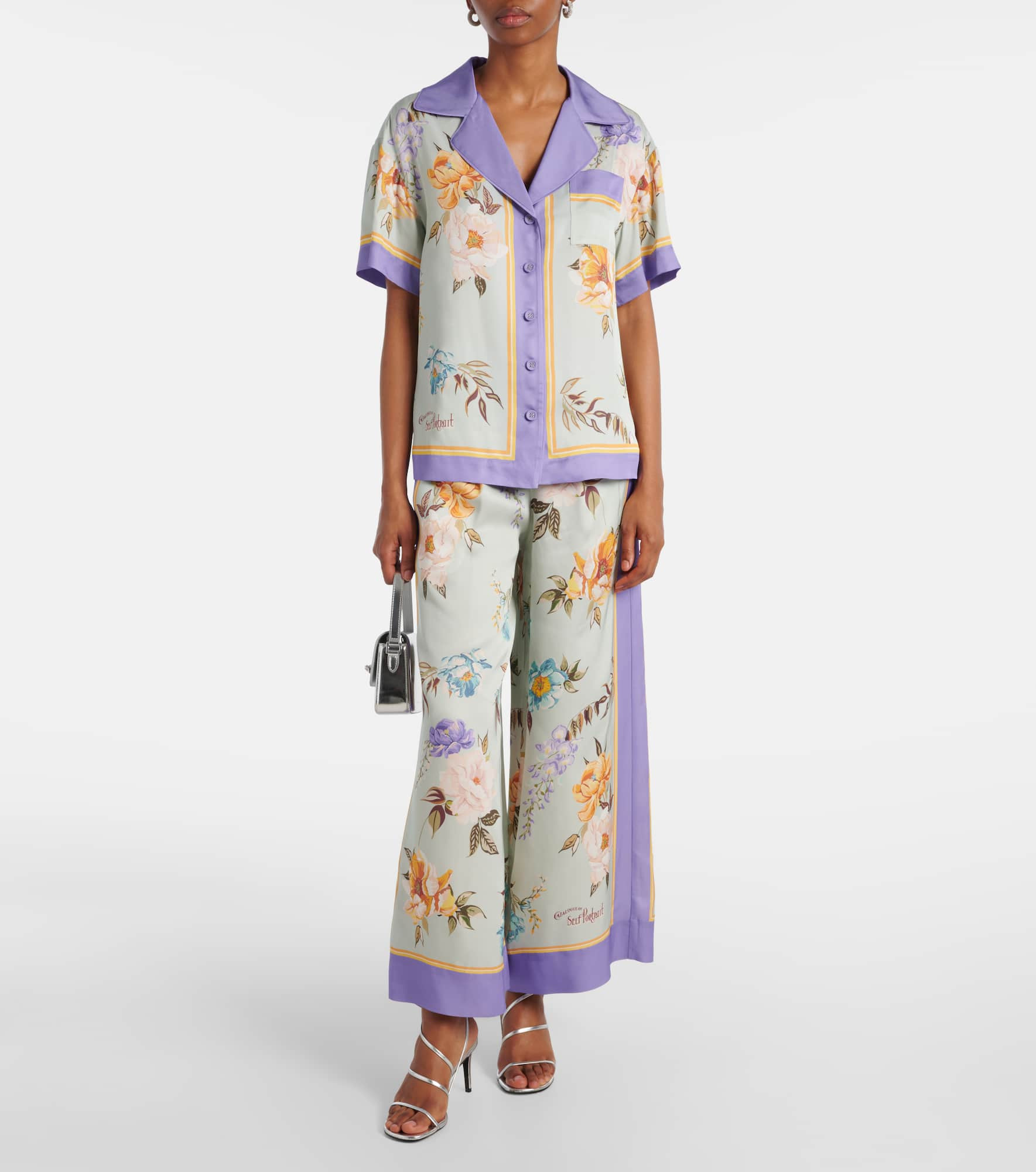 Floral twill palazzo pants - 2