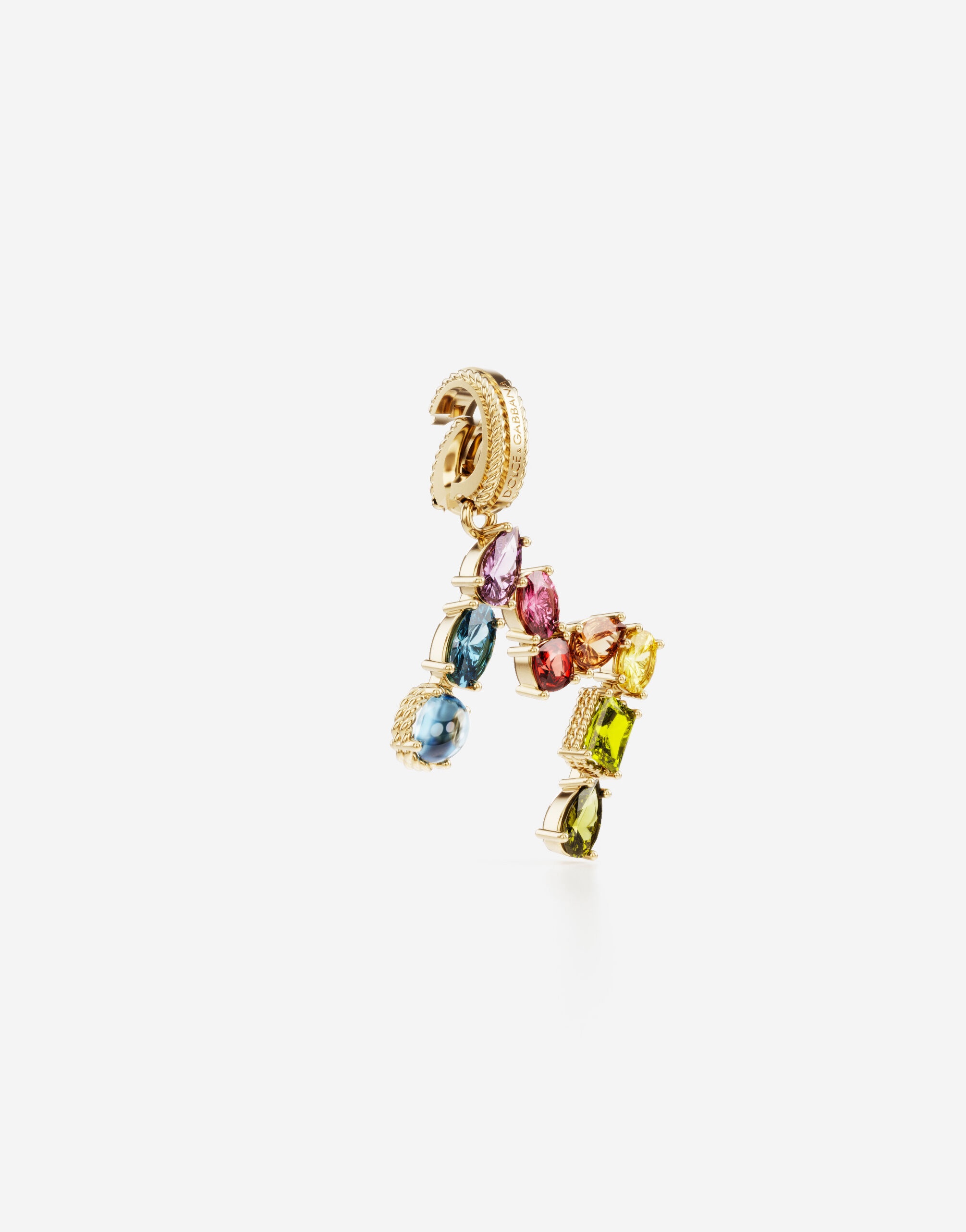 Charm M Lettering 18-carat yellow gold and multicolored gems - 3