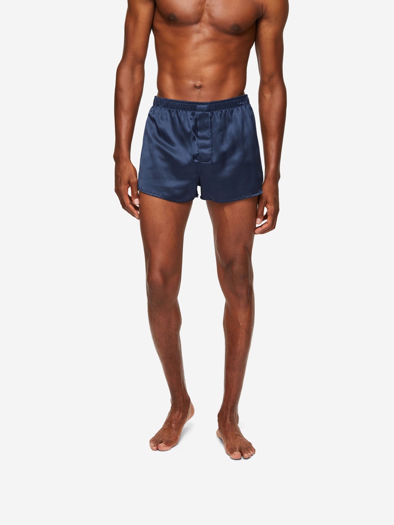 Men's Modern Fit Boxers Bailey Silk Satin Navy - 4