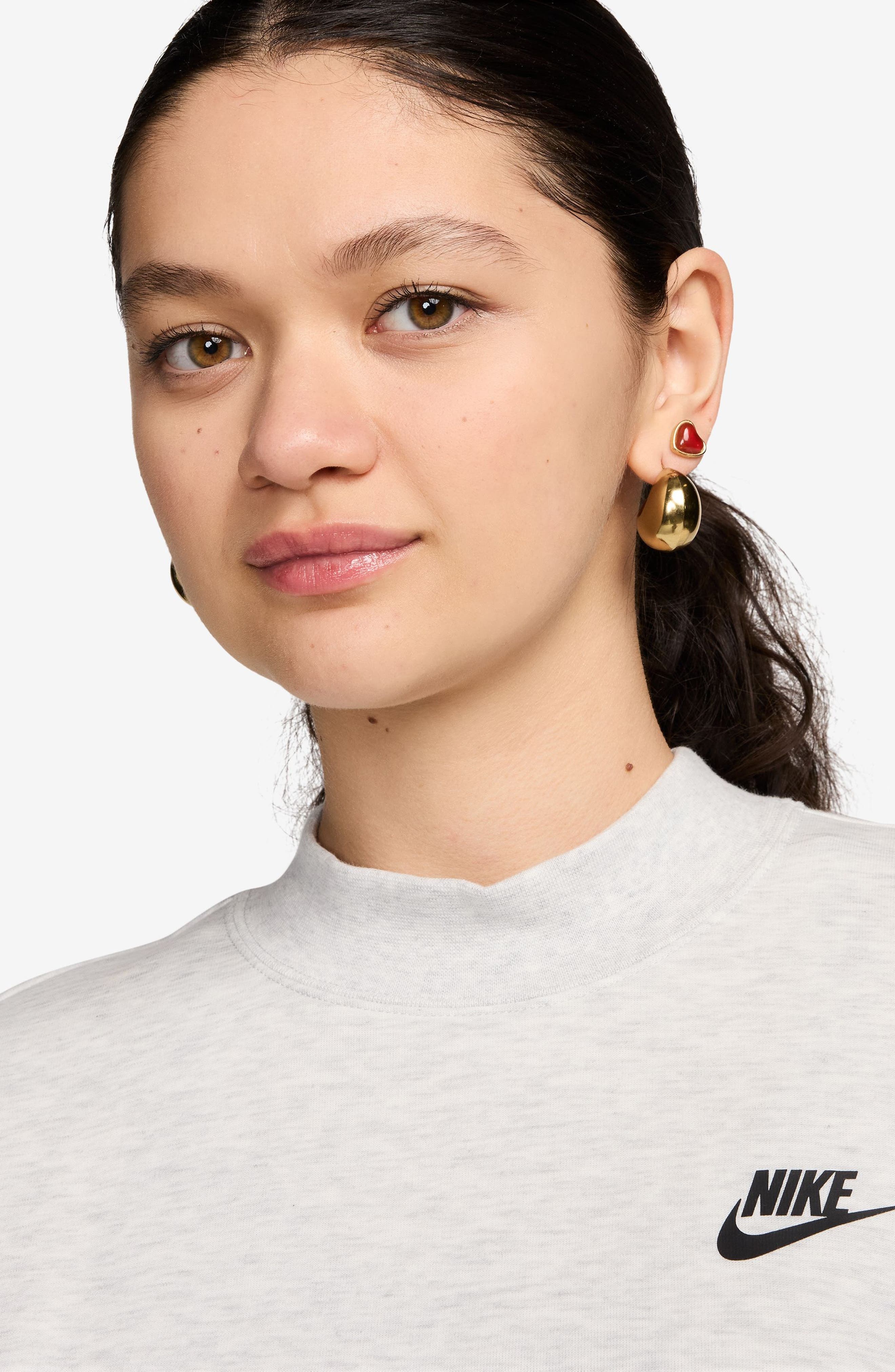 Nike Sportswear Oversize Mock Neck Tech Fleece Sweatshirt in Light Grey/Black at Nordstrom - 3