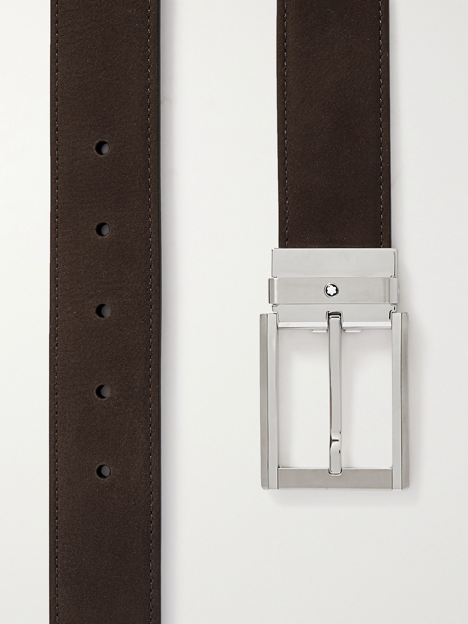 3.5cm Reversible Suede and Pebble-Grain Leather Belt - 3