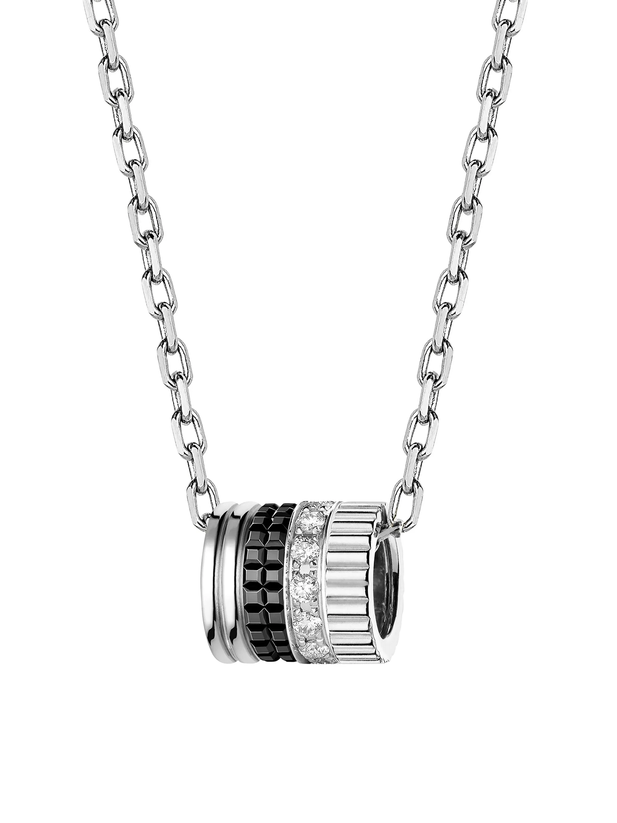 Quatre Black Edition 18K White Gold, PVD, & 0.17 TCW Diamond Pendant Necklace - White Gold - 1