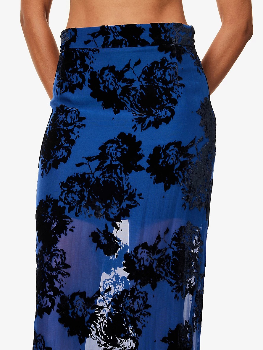 NINA RICCI スカート Devore velvet maxi skirt945595 NINA RICCI Floral-pattern devoré velvet maxi skirt