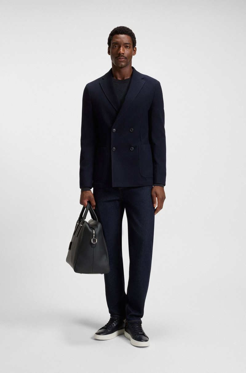 BOSS HERRINGBONE-STRUCTURED SWEATER IN VIRGIN WOOL AND COTTON outlook