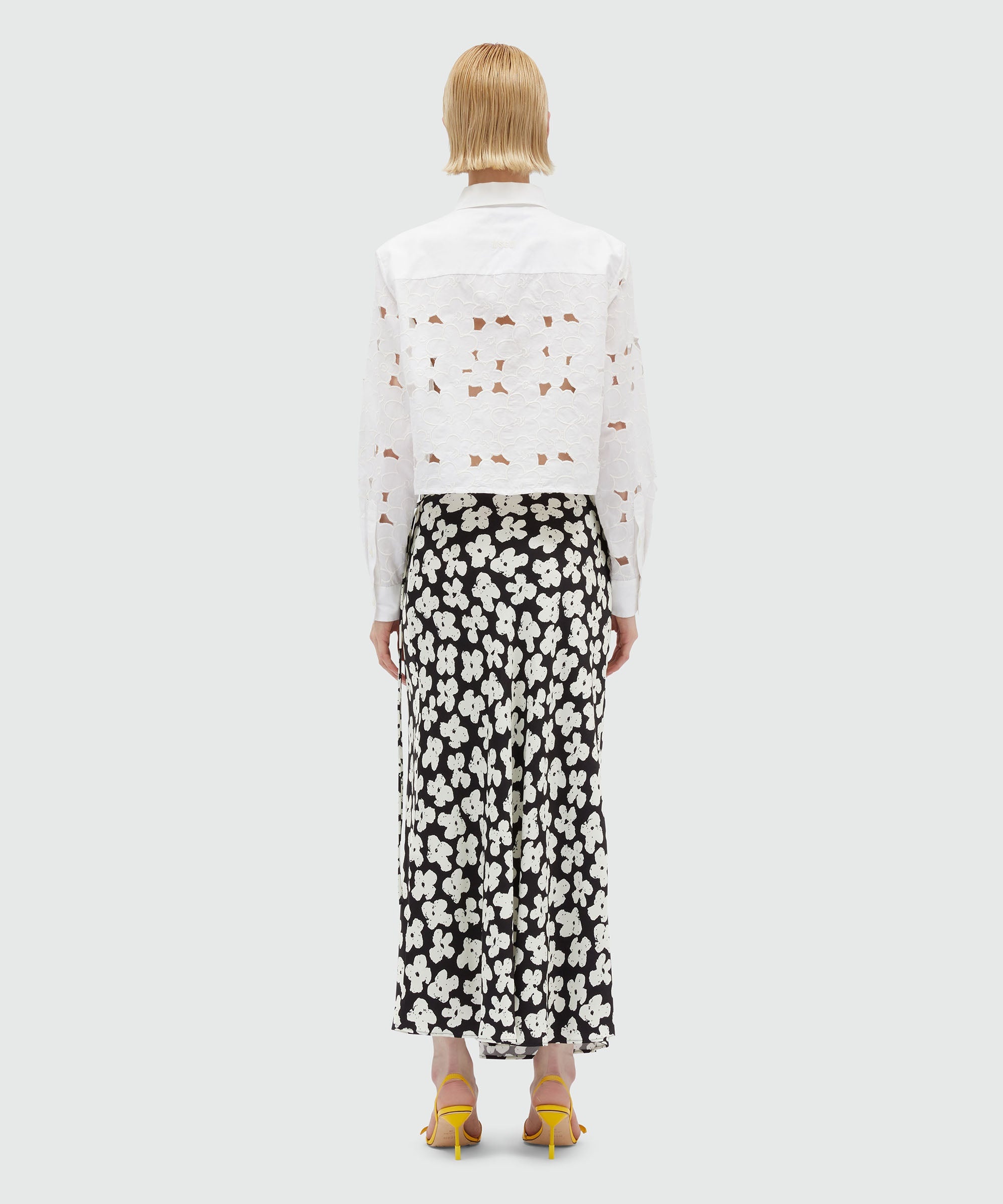 Fluid midi skirt in "Puffy flowers" print satin - 3