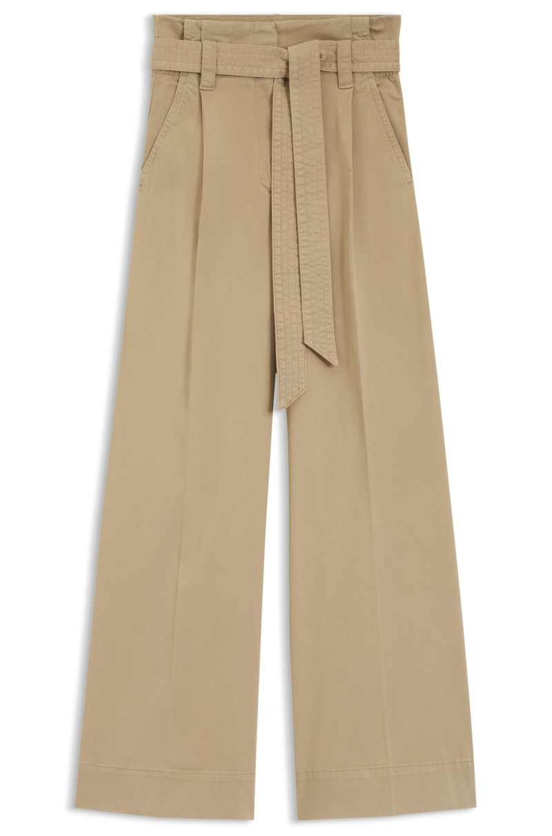 BELTED WIDE-LEG PANTS IN STRETCH-COTTON TWILL 1