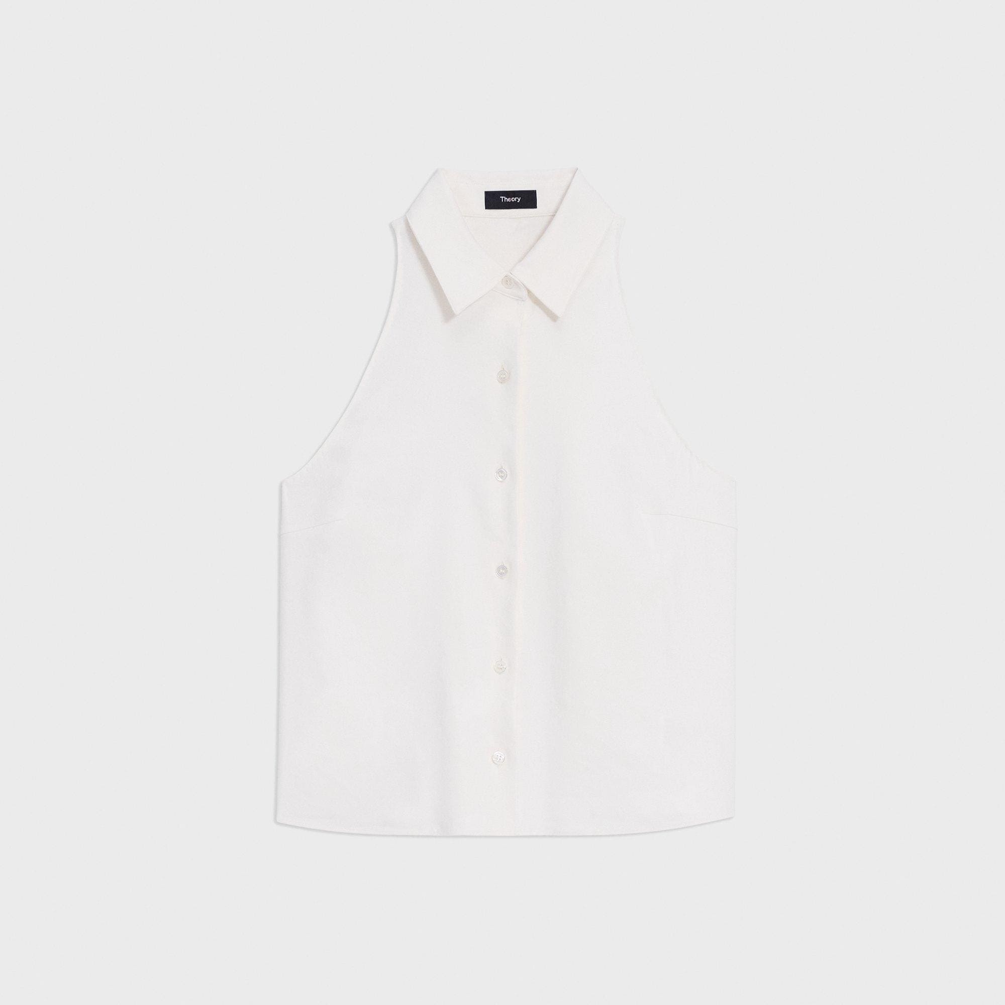 Halter Neck Shirt in Linen-Viscose - 1