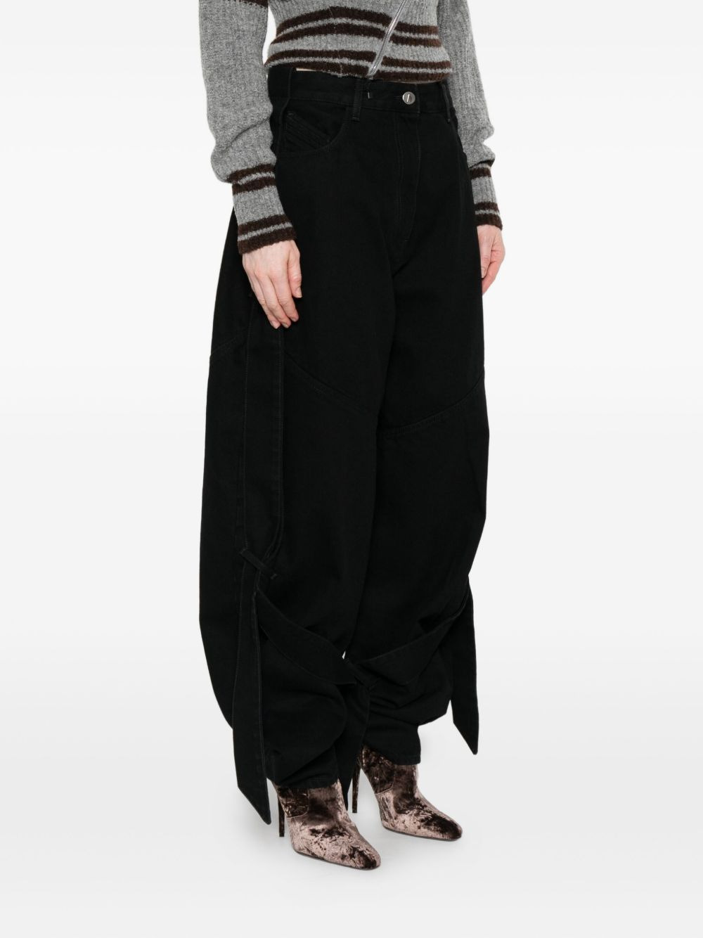 tie-detail panelled jeans - 3