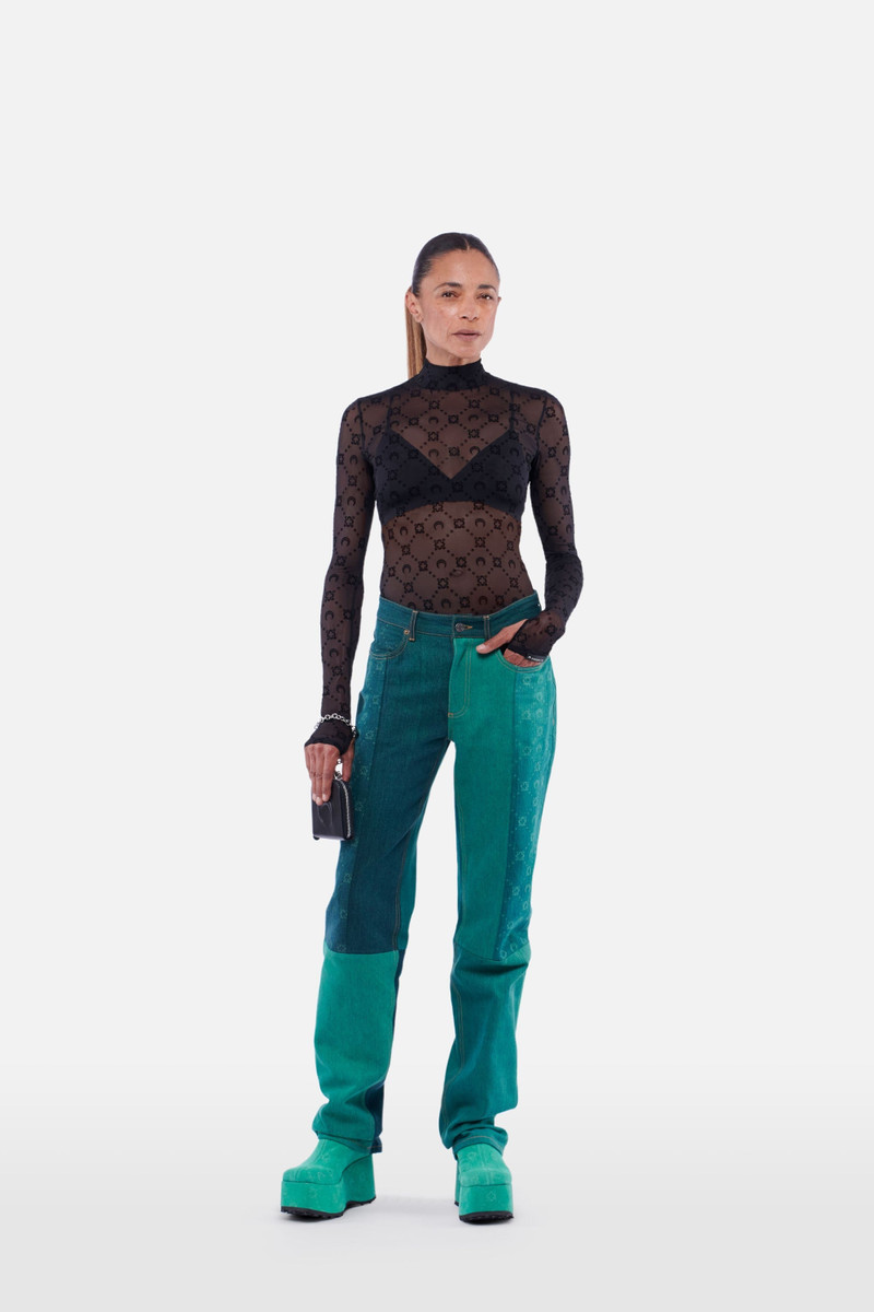 Marine Serre Regenerated Denim Moonogram Straight-Fit Trousers outlook