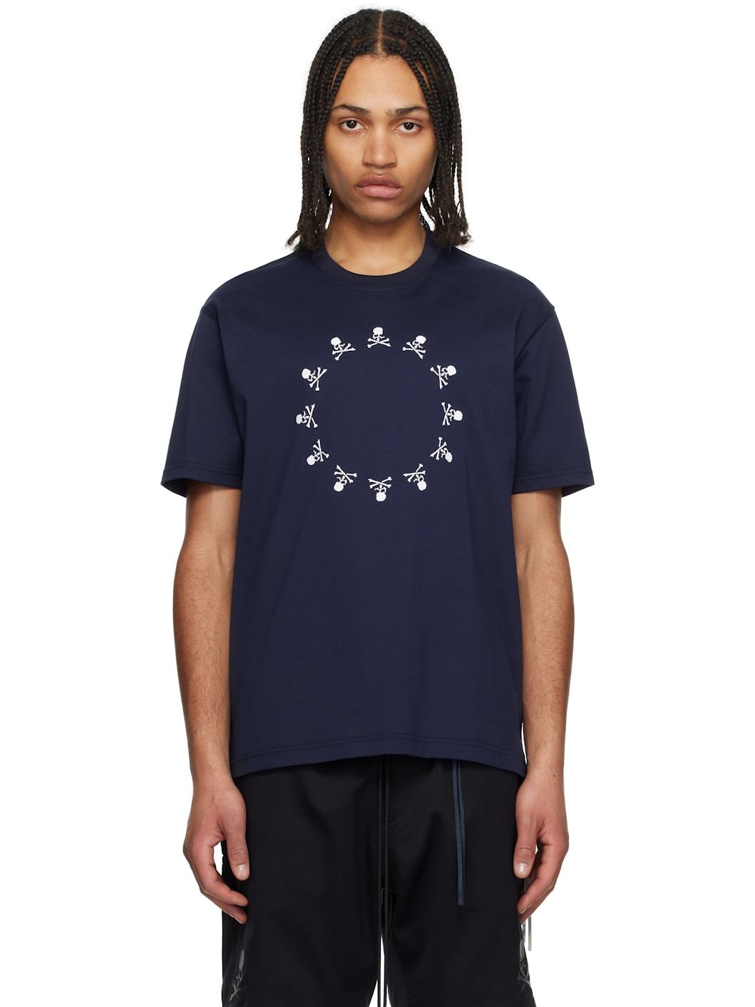 Navy Skull Clock T-shirt - 1